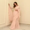 Indianwearjan24-3779 Blush Pink Georgette Draped Saree